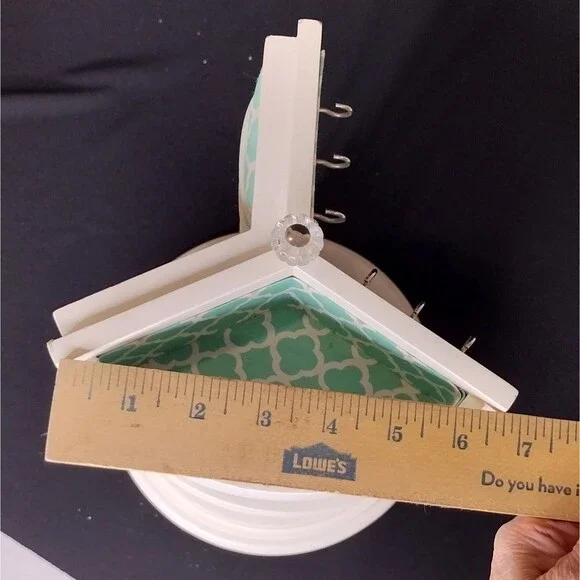 Pottery Barn Teen Rotating Spinning 3-sided White Teal Jewelry Organizer Box